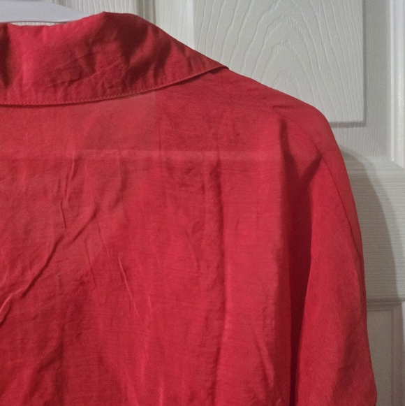 Katia Designs The Goddess Shirt in Cranberry, Oversized Sheer Flowy Button Down - Picture 9 of 11